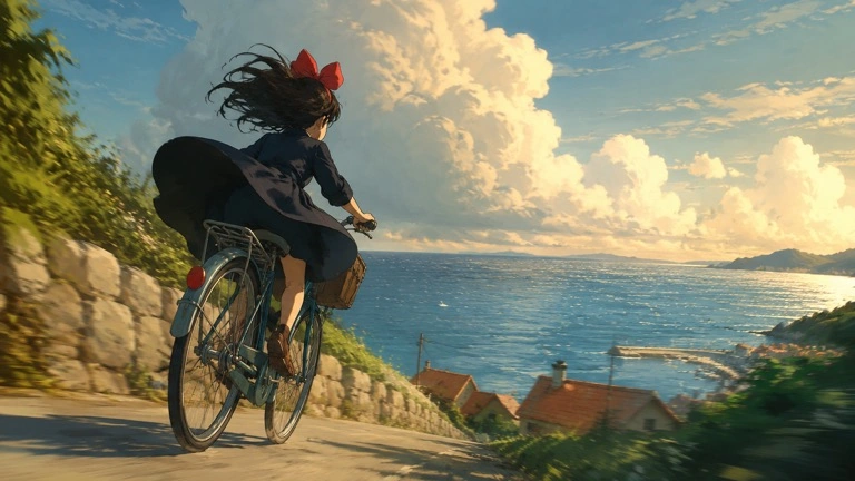 Stylized cyclist scene preview for Doubao Seedance 4.5 image generation
