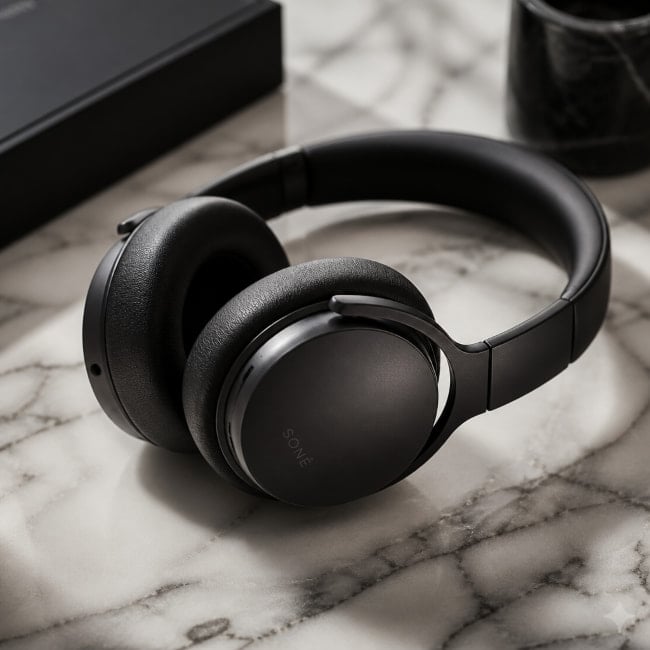 Wireless headphone product output generated from a text-to-image API request